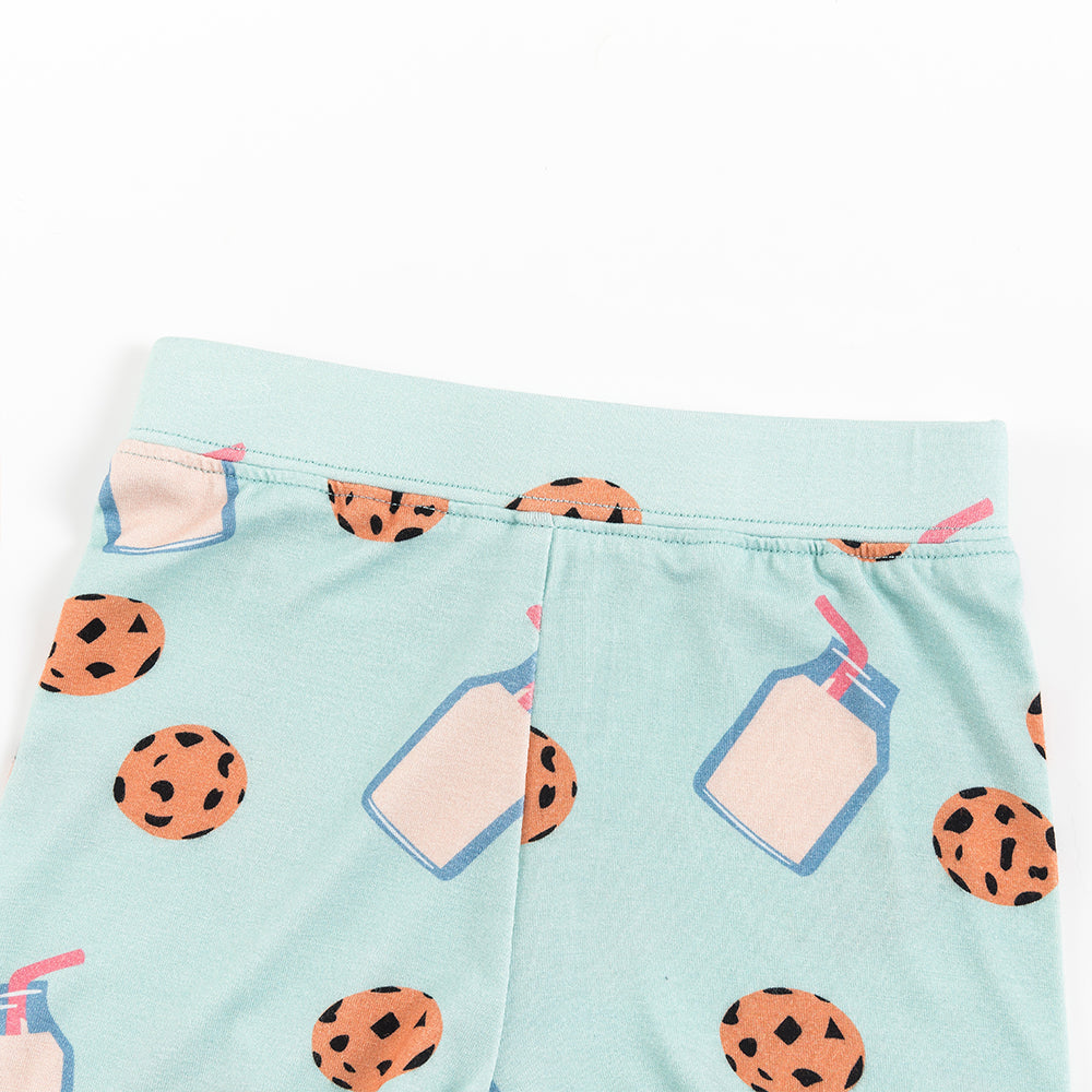 북유럽 드림 풀 그린 패턴 대나무 여름 파자마 반바지 세트