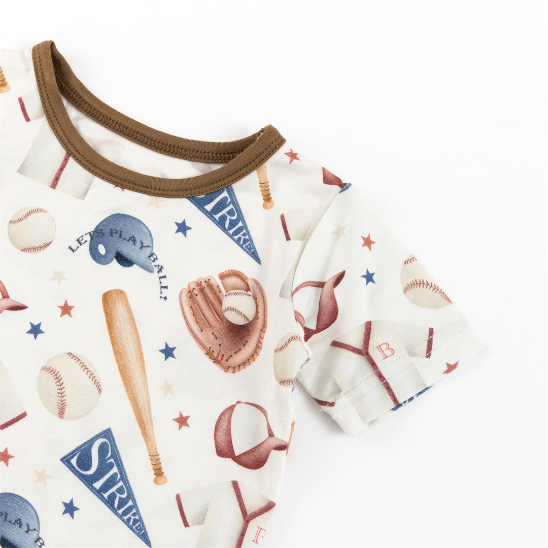Baseball Enthusiast Bamboo Baby Short Two Pieces Pajama Sets