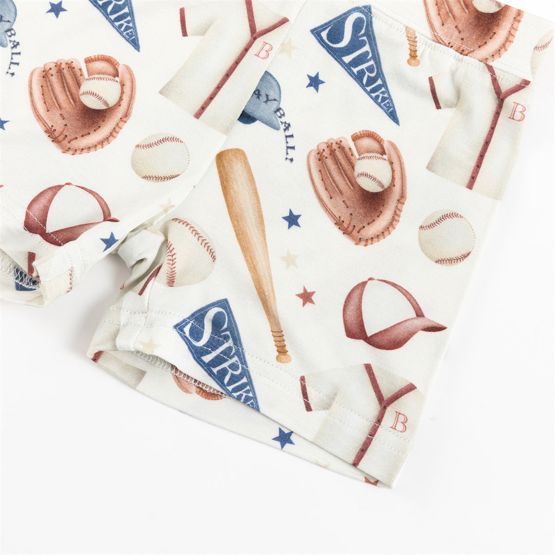 Baseball Enthusiast Bamboo Baby Short Two Pieces Pajama Sets