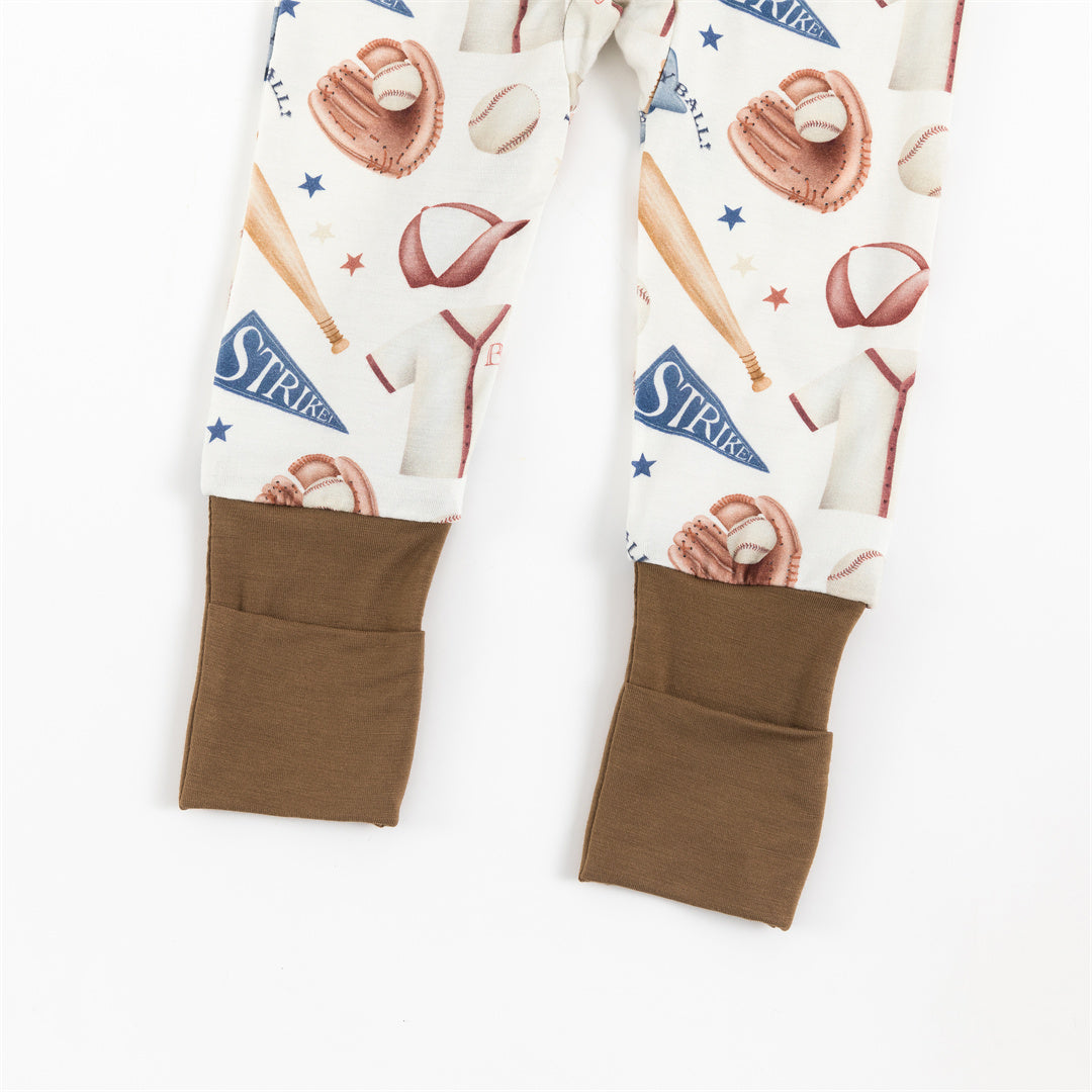 Pyjama zippé en bambou pour bébé, uniforme de baseball