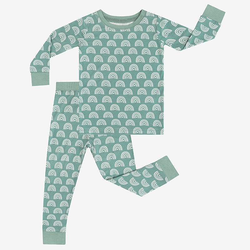 Green Rainbow Bamboo Baby Two Pieces Pajama Sets