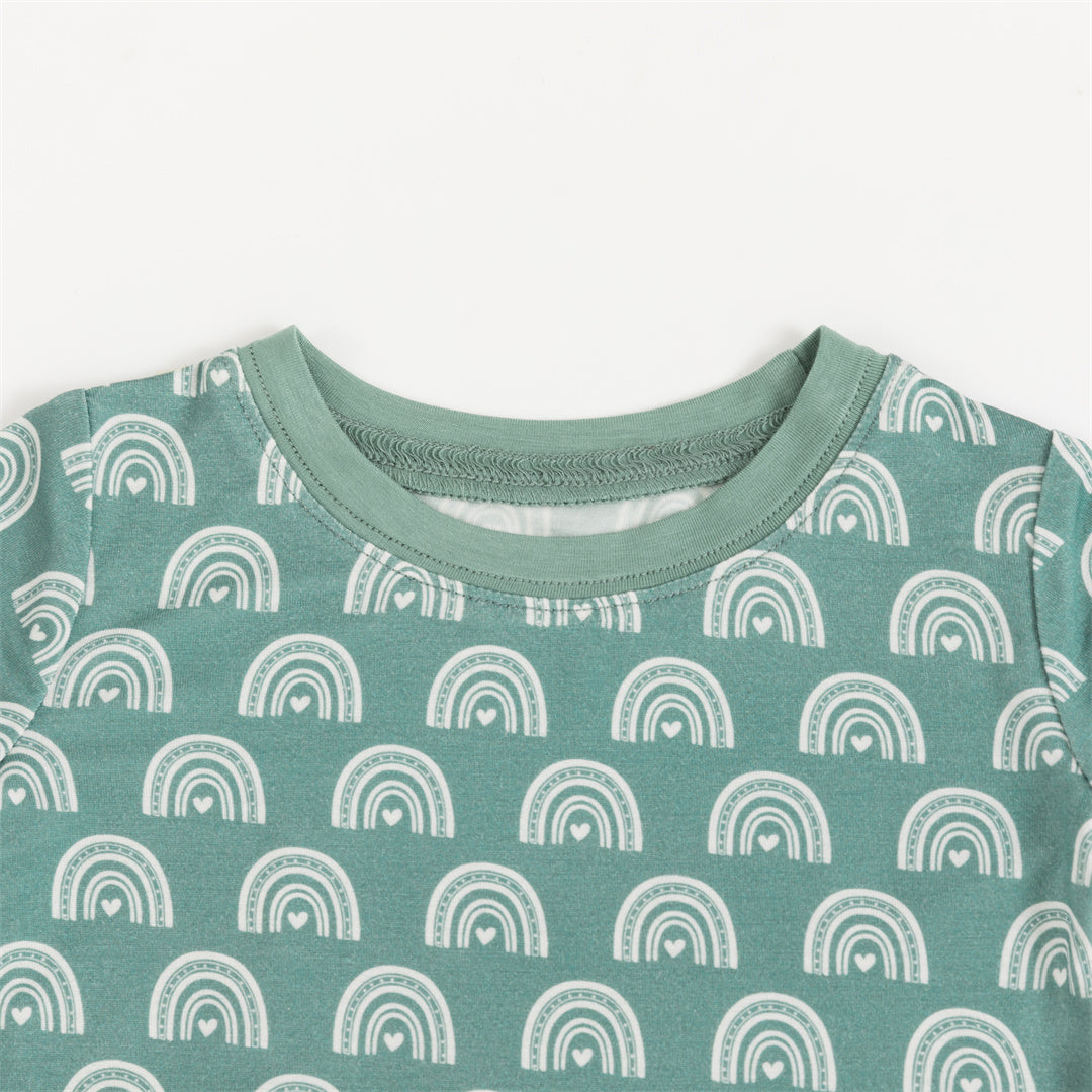 Green Rainbow Bamboo Baby Two Pieces Pajama Sets