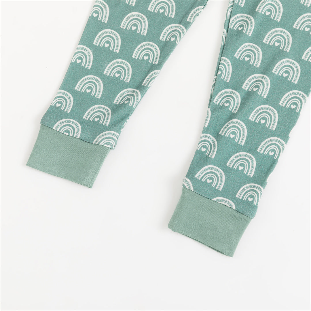 Green Rainbow Bamboo Baby Two Pieces Pajama Sets