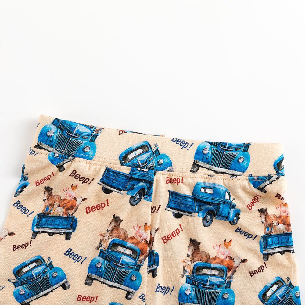 북유럽 드림 풀 그린 패턴 대나무 여름 파자마 반바지 세트