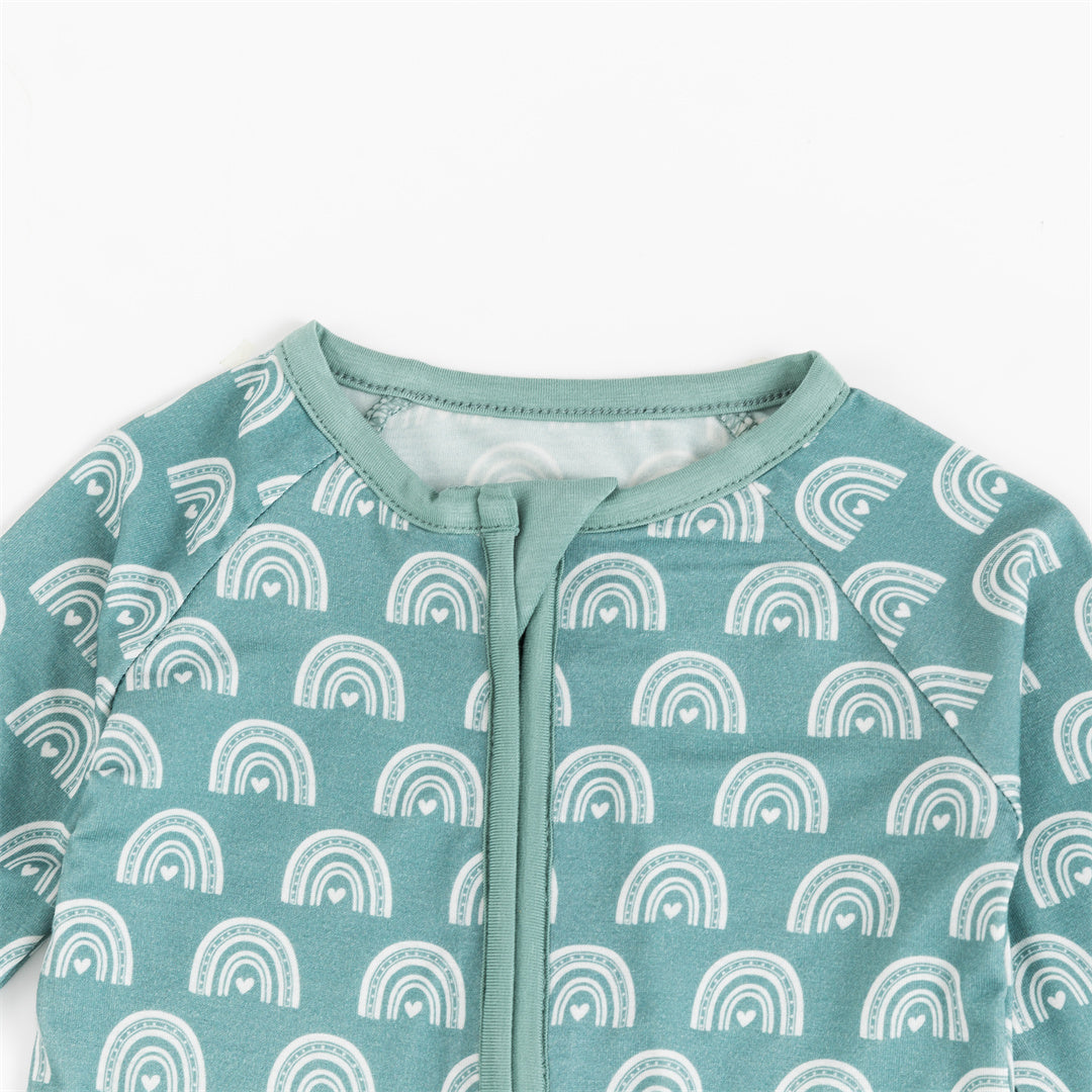 Rainbow Super Soft Bamboo Zipper Long Sleeve Bodysuit Pajama