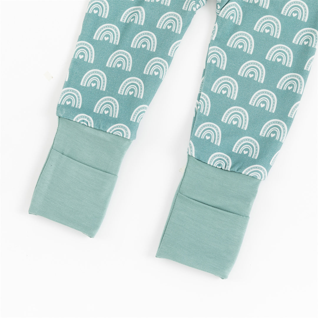 Rainbow Super Soft Bamboo Zipper Long Sleeve Bodysuit Pajama