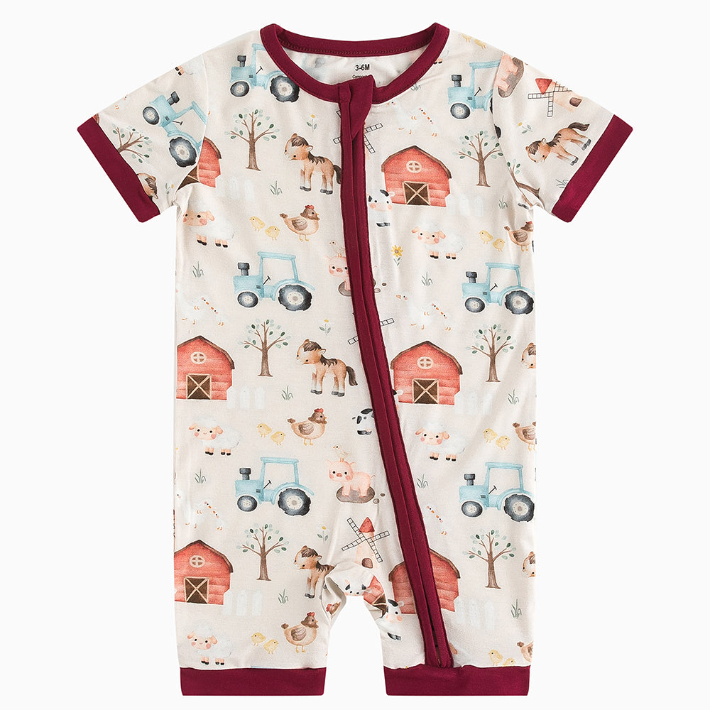 북유럽 드림 잔디 녹색 패턴 짧은 대나무 지피 아기 장난 꾸러기