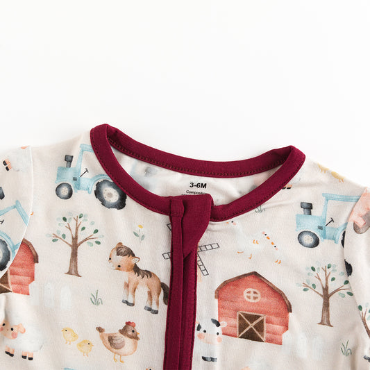 Animal Farm Car Bamboo Short Bamboo Zippy Baby Romper - MIOZING bamboo baby clothes