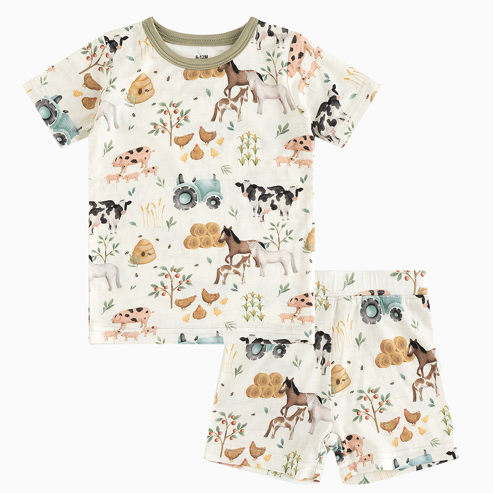 북유럽 드림 잔디 녹색 패턴 짧은 대나무 지피 아기 장난 꾸러기