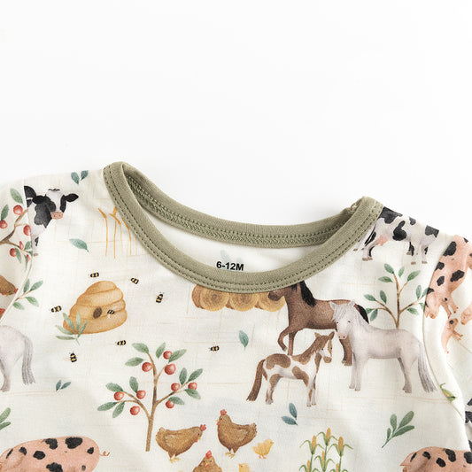 Animal Farm Bamboo Short Bamboo Kid 2-Pieces Pajama Set - MIOZING bamboo baby clothes