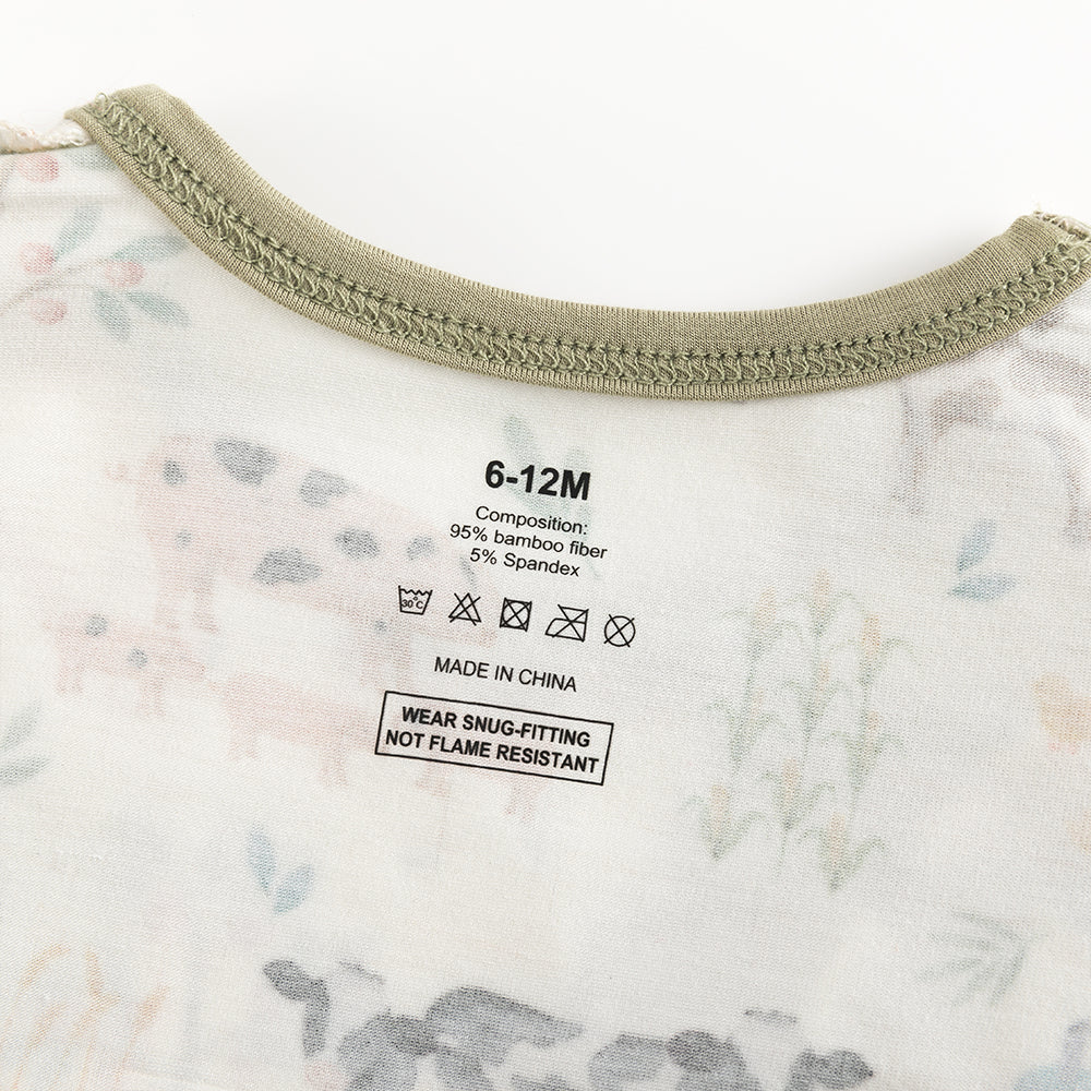 북유럽 드림 잔디 녹색 패턴 짧은 대나무 지피 아기 장난 꾸러기