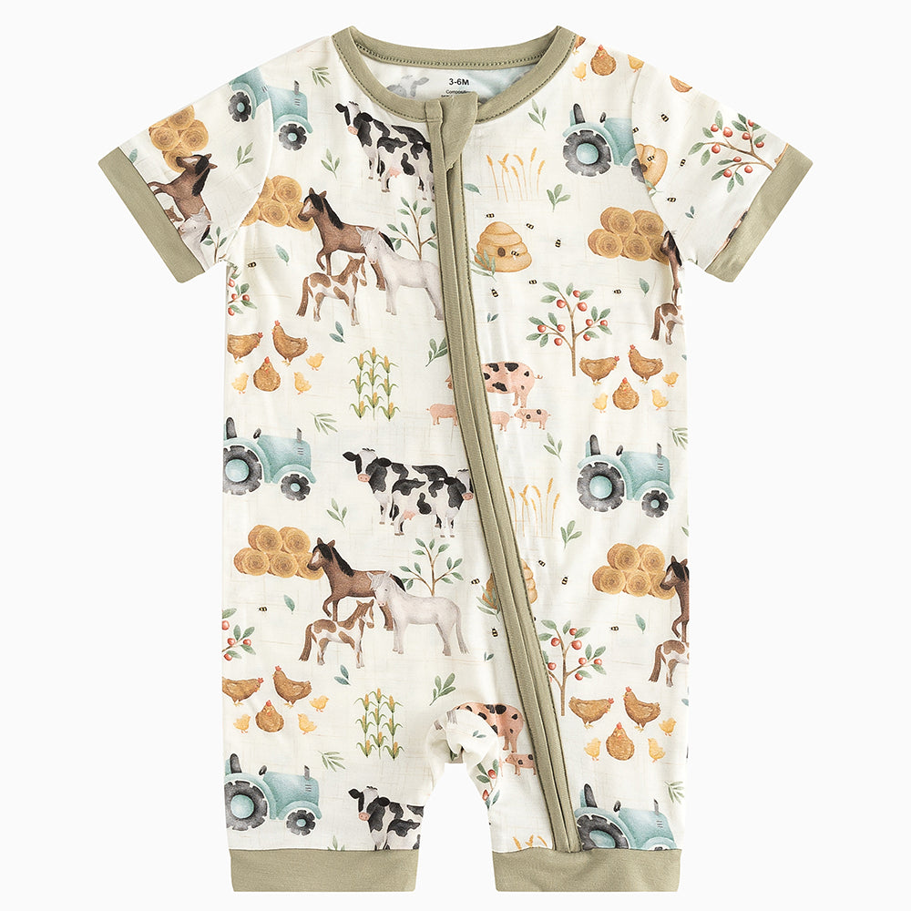 북유럽 드림 잔디 녹색 패턴 짧은 대나무 지피 아기 장난 꾸러기