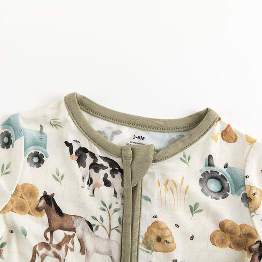 Animal Farm Bamboo Short Bamboo Zippy Baby Romper - MIOZING bamboo baby clothes