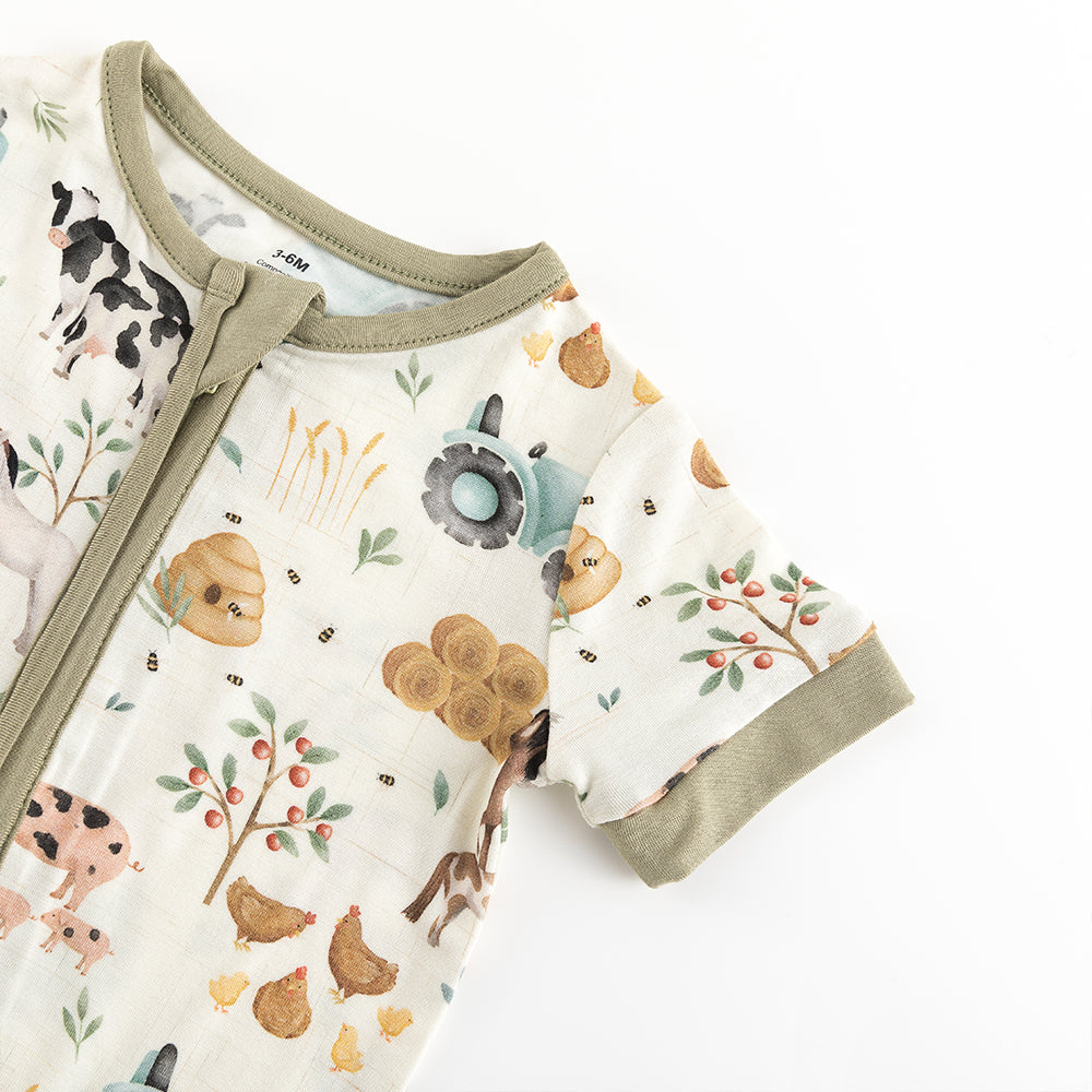 북유럽 드림 잔디 녹색 패턴 짧은 대나무 지피 아기 장난 꾸러기