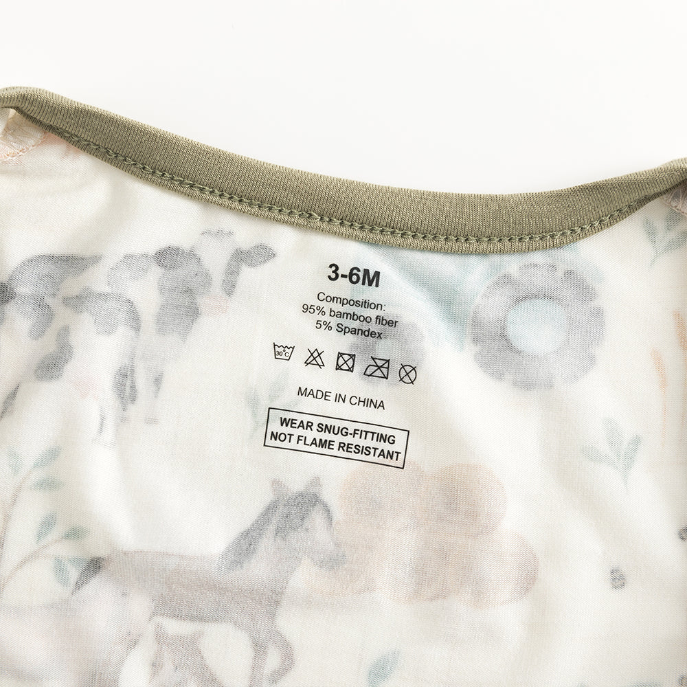 북유럽 드림 잔디 녹색 패턴 짧은 대나무 지피 아기 장난 꾸러기