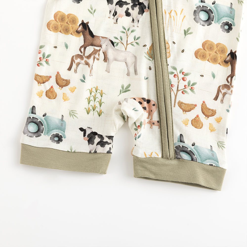 북유럽 드림 잔디 녹색 패턴 짧은 대나무 지피 아기 장난 꾸러기