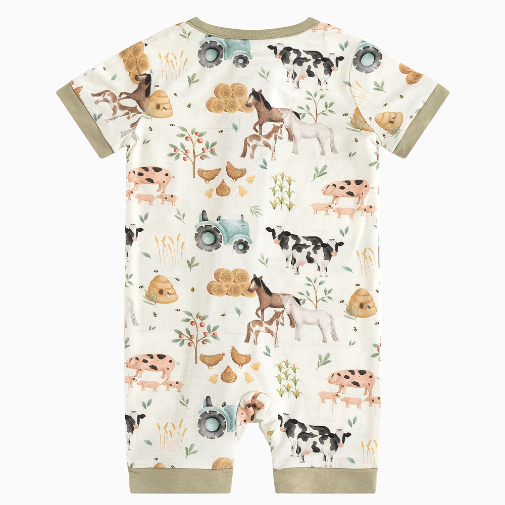 북유럽 드림 잔디 녹색 패턴 짧은 대나무 지피 아기 장난 꾸러기