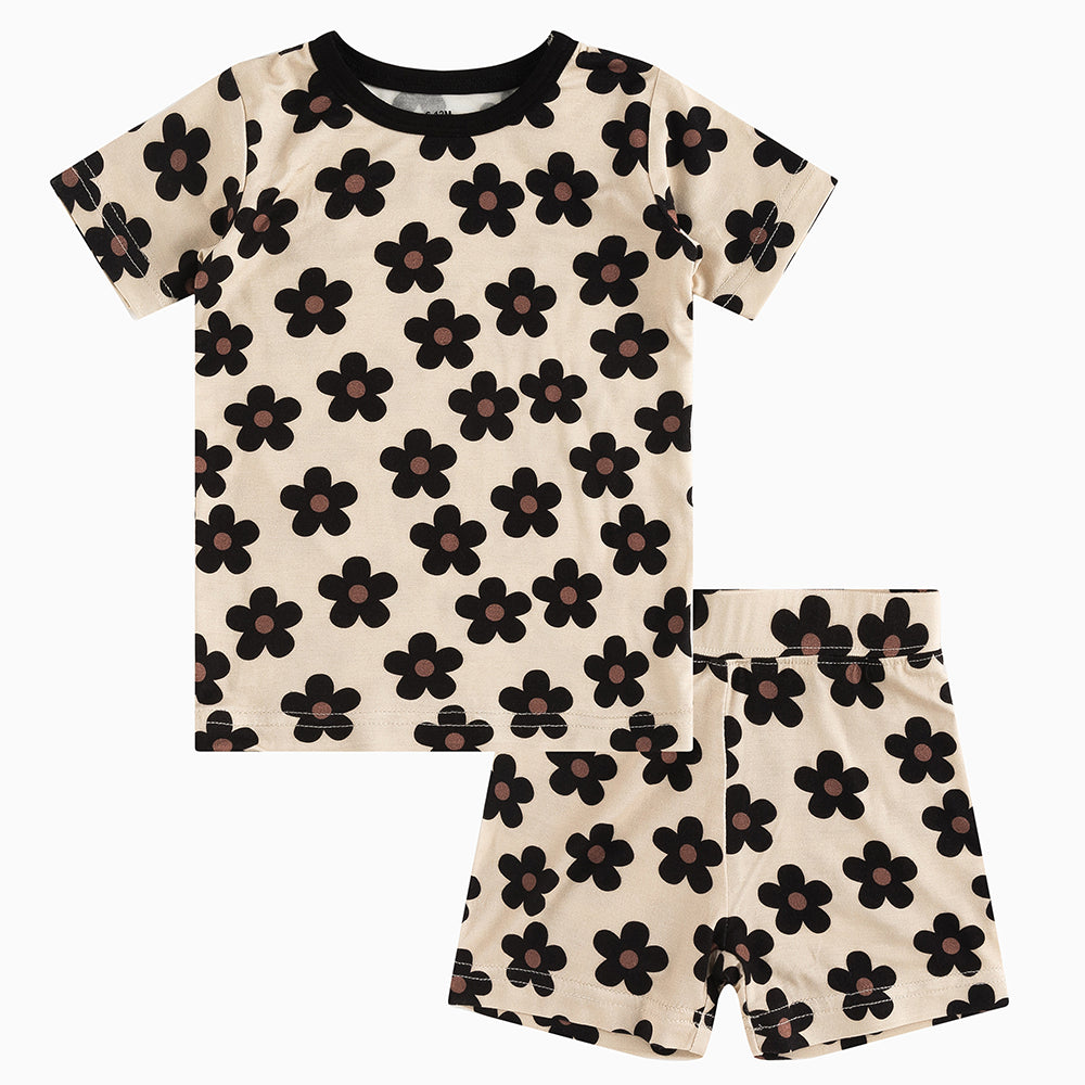 북유럽 드림 풀 그린 패턴 대나무 여름 파자마 반바지 세트