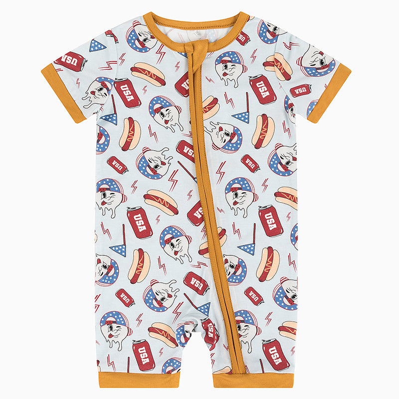 4th Of July USA Food Bamboo Baby Short Zippy Pajama