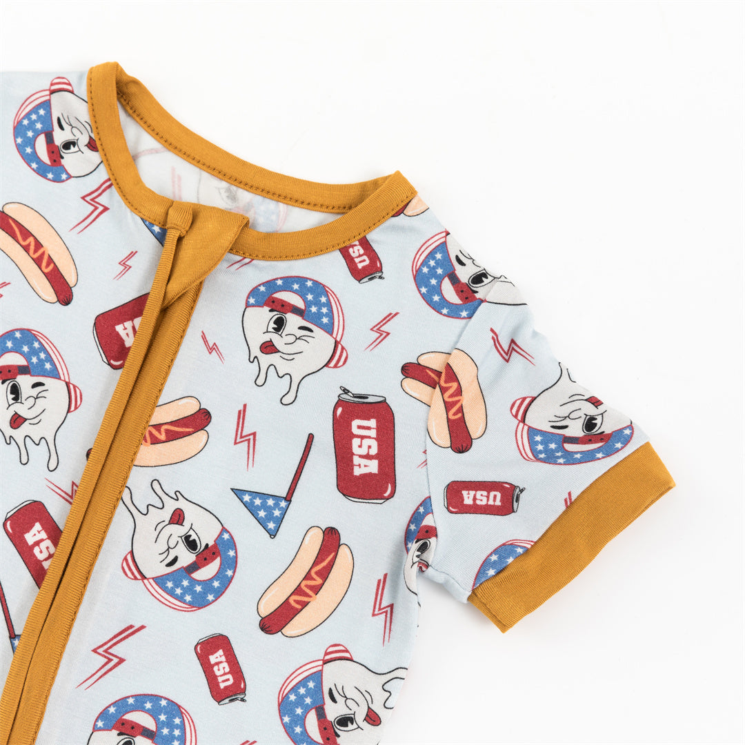 4th Of July USA Food Bamboo Baby Short Zippy Pajama