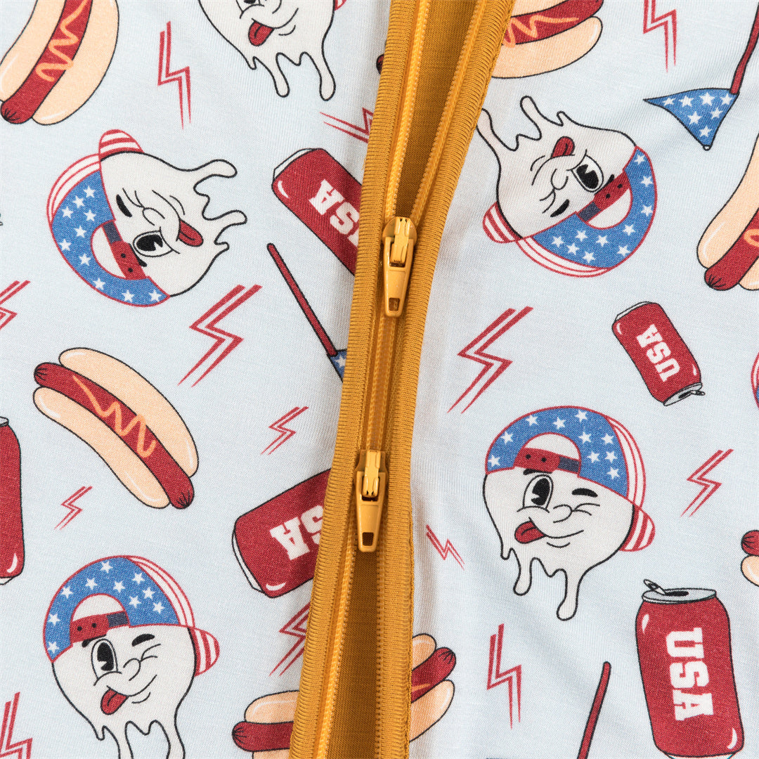 4th Of July USA Food Bamboo Baby Short Zippy Pajama