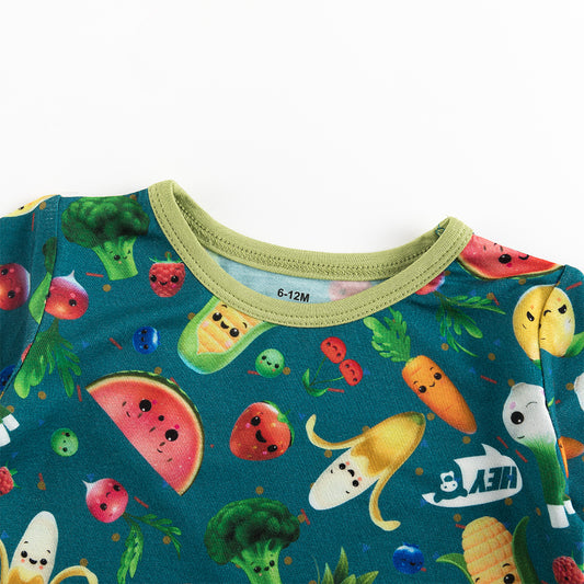 Fruits Vegetables Bamboo Summer Pajama Shorts Set bamboo clothing design - baby apparel bamboo clothing with custom design - baby wear front view