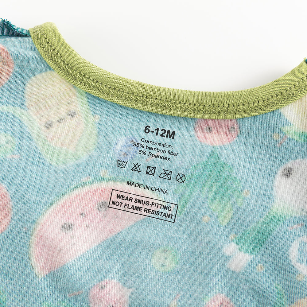 북유럽 드림 풀 그린 패턴 대나무 여름 파자마 반바지 세트