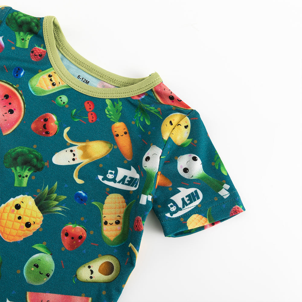 북유럽 드림 풀 그린 패턴 대나무 여름 파자마 반바지 세트