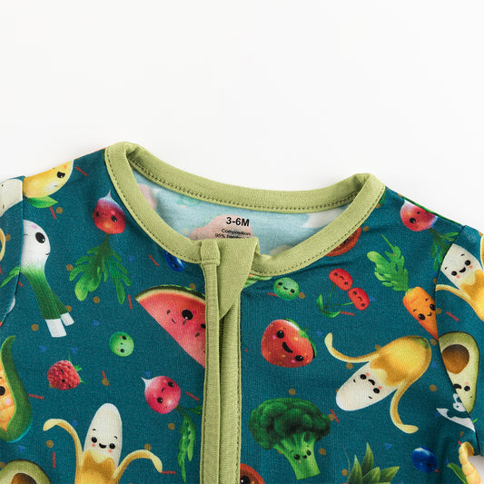 Fruits Vegetables Short Bamboo Zippy Baby Romper bamboo clothing design - baby apparel bamboo clothing with custom design - baby wear front view