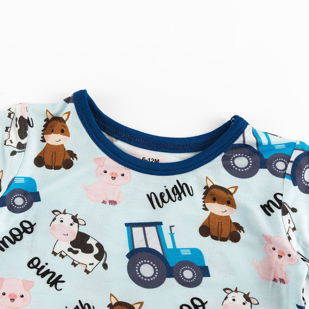 북유럽 드림 풀 그린 패턴 대나무 여름 파자마 반바지 세트