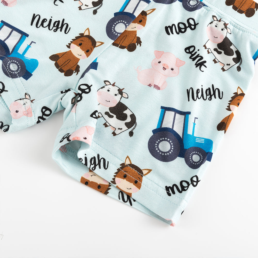 북유럽 드림 풀 그린 패턴 대나무 여름 파자마 반바지 세트