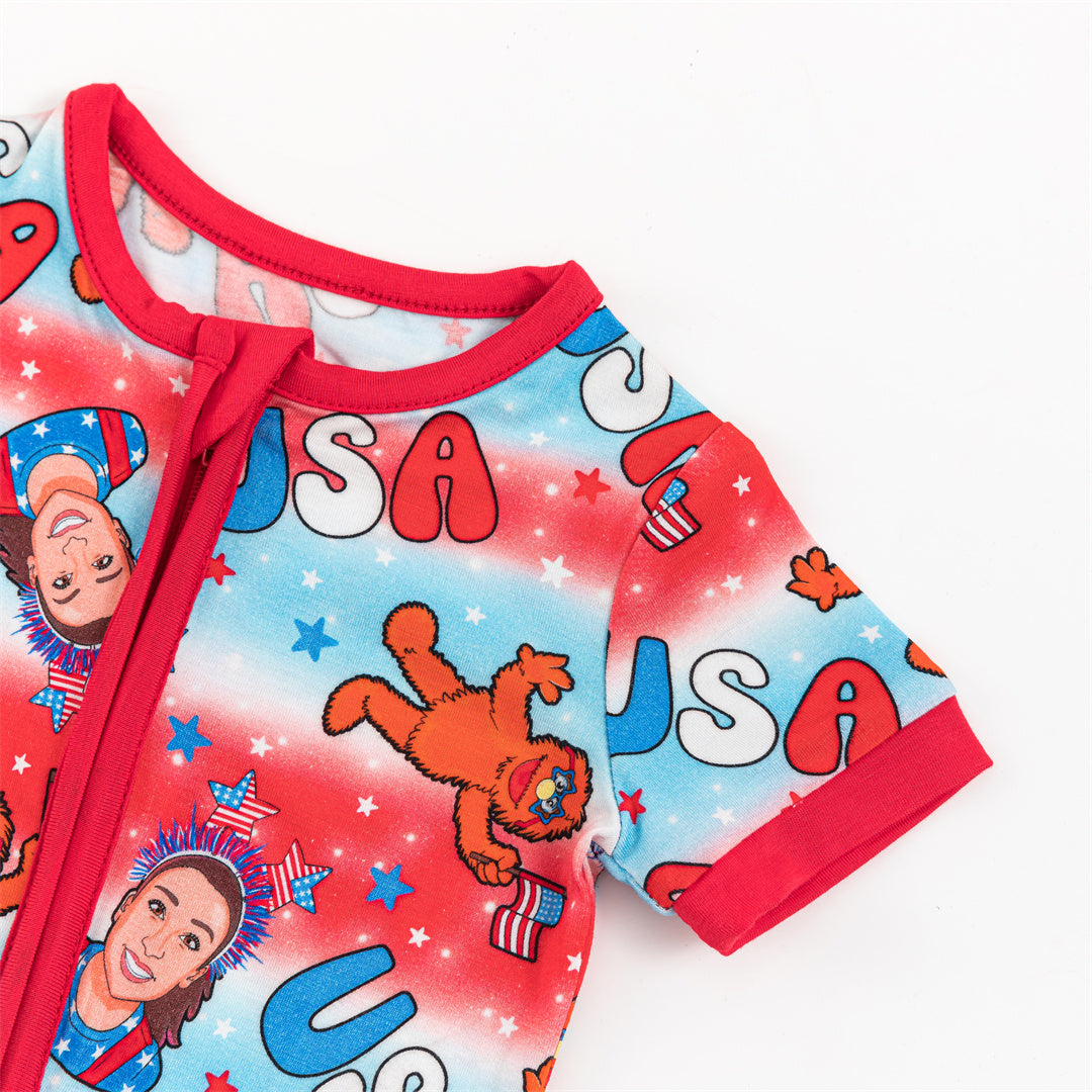 4th Of July Celebrate USA Bamboo Baby Short Zippy Pajama