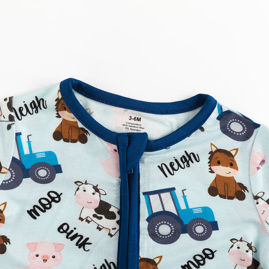 Animal Farm Cow Short Bamboo Zippy Baby Romper - MIOZING bamboo baby clothes