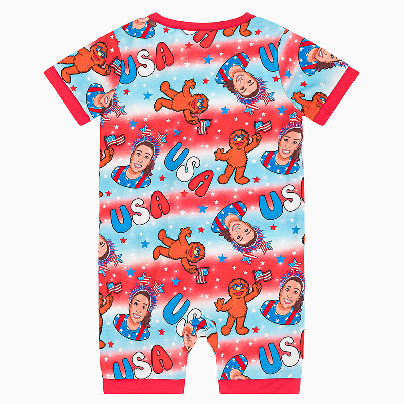 Pyjama court zippé en bambou pour bébé « Célébrez les États-Unis »