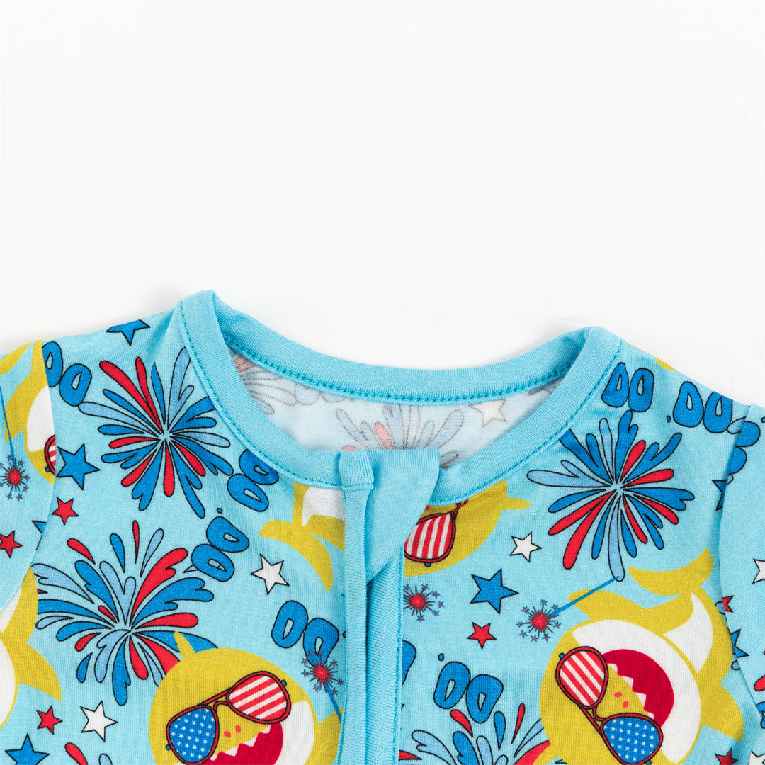 4th Of July USA Shark Bamboo Baby Zippy Pajama