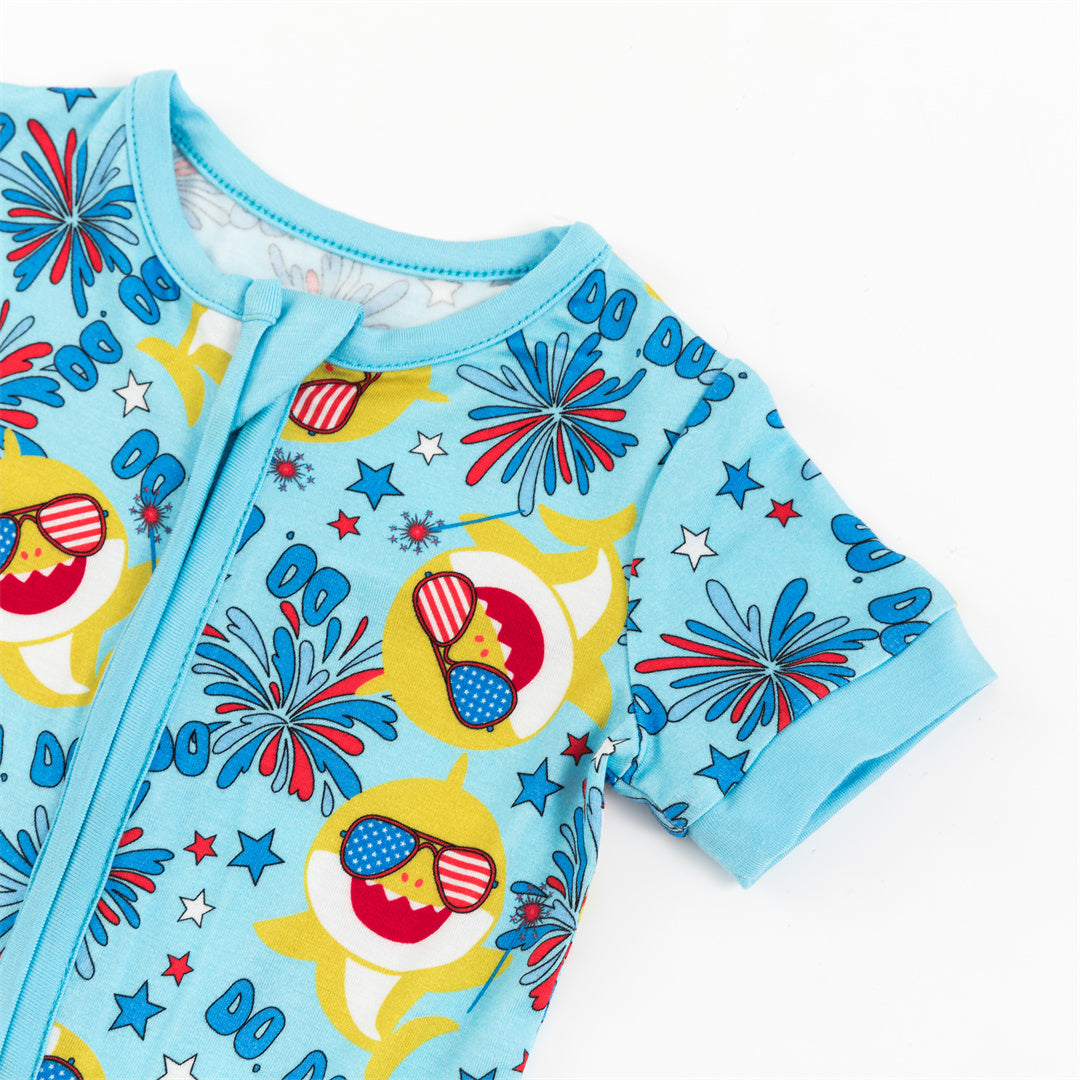 4th Of July USA Shark Bamboo Baby Zippy Pajama