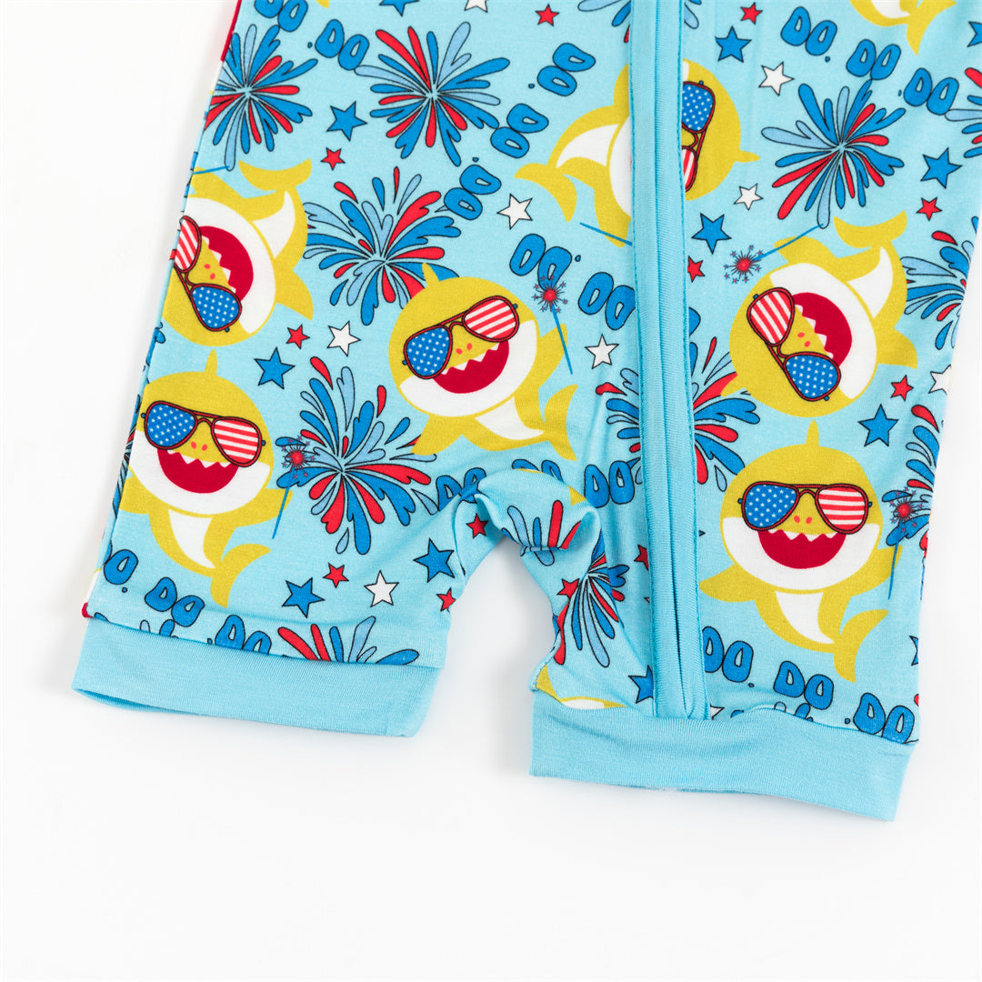 4th Of July USA Shark Bamboo Baby Zippy Pajama