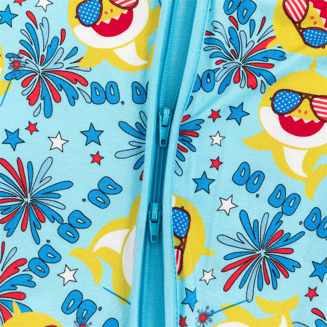 4th Of July USA Shark Bamboo Baby Zippy Pajama