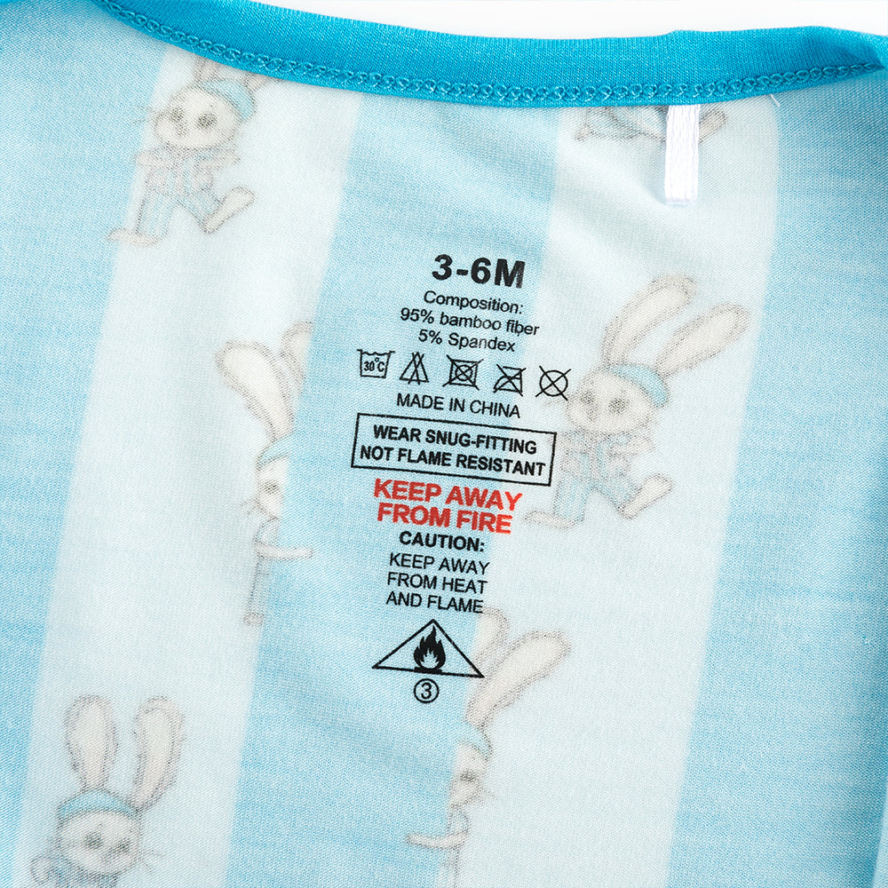 Striped Bunny Blue Short Bamboo Zippy Baby Romper
