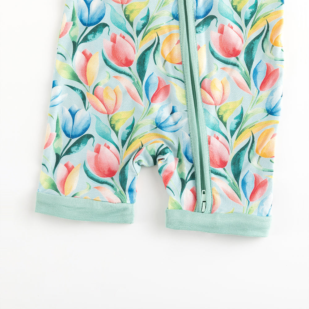 북유럽 드림 잔디 녹색 패턴 짧은 대나무 지피 아기 장난 꾸러기