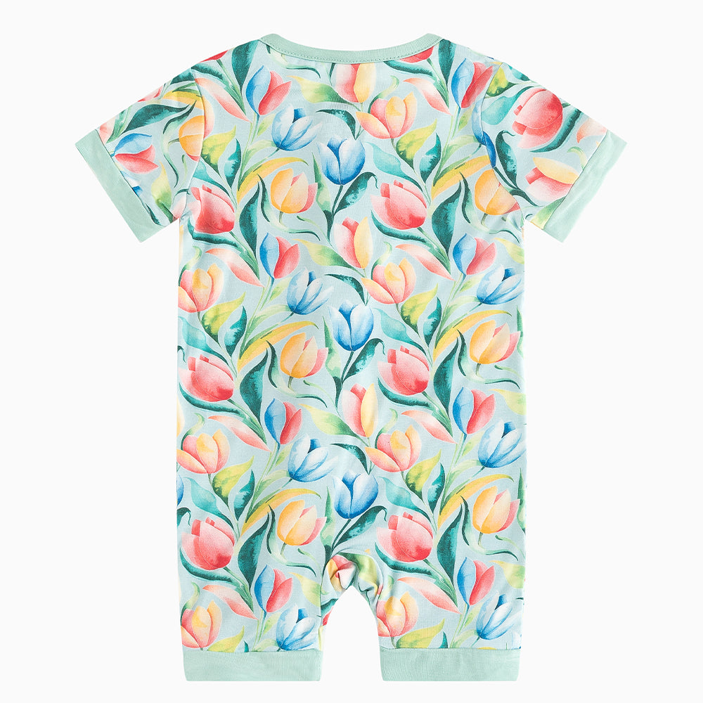 북유럽 드림 잔디 녹색 패턴 짧은 대나무 지피 아기 장난 꾸러기