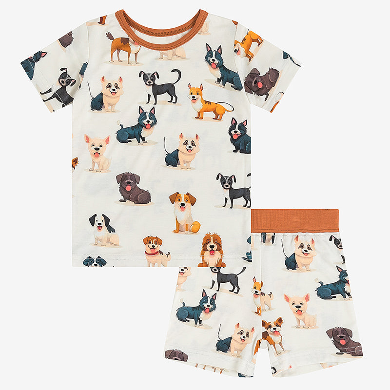 Dogs And Friends Bamboo Kid Two-Piece Short Pajama Set
