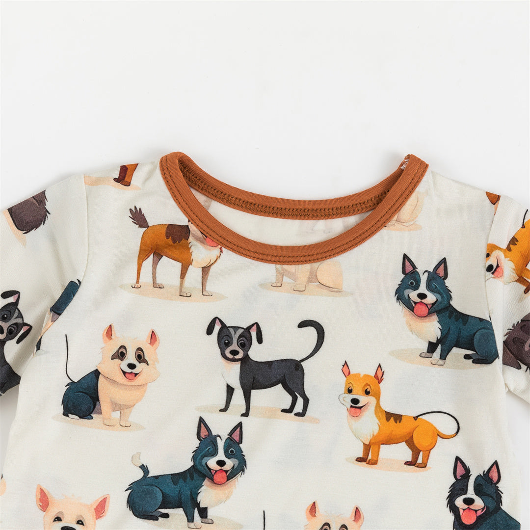 Dogs And Friends Bamboo Kid Two-Piece Short Pajama Set
