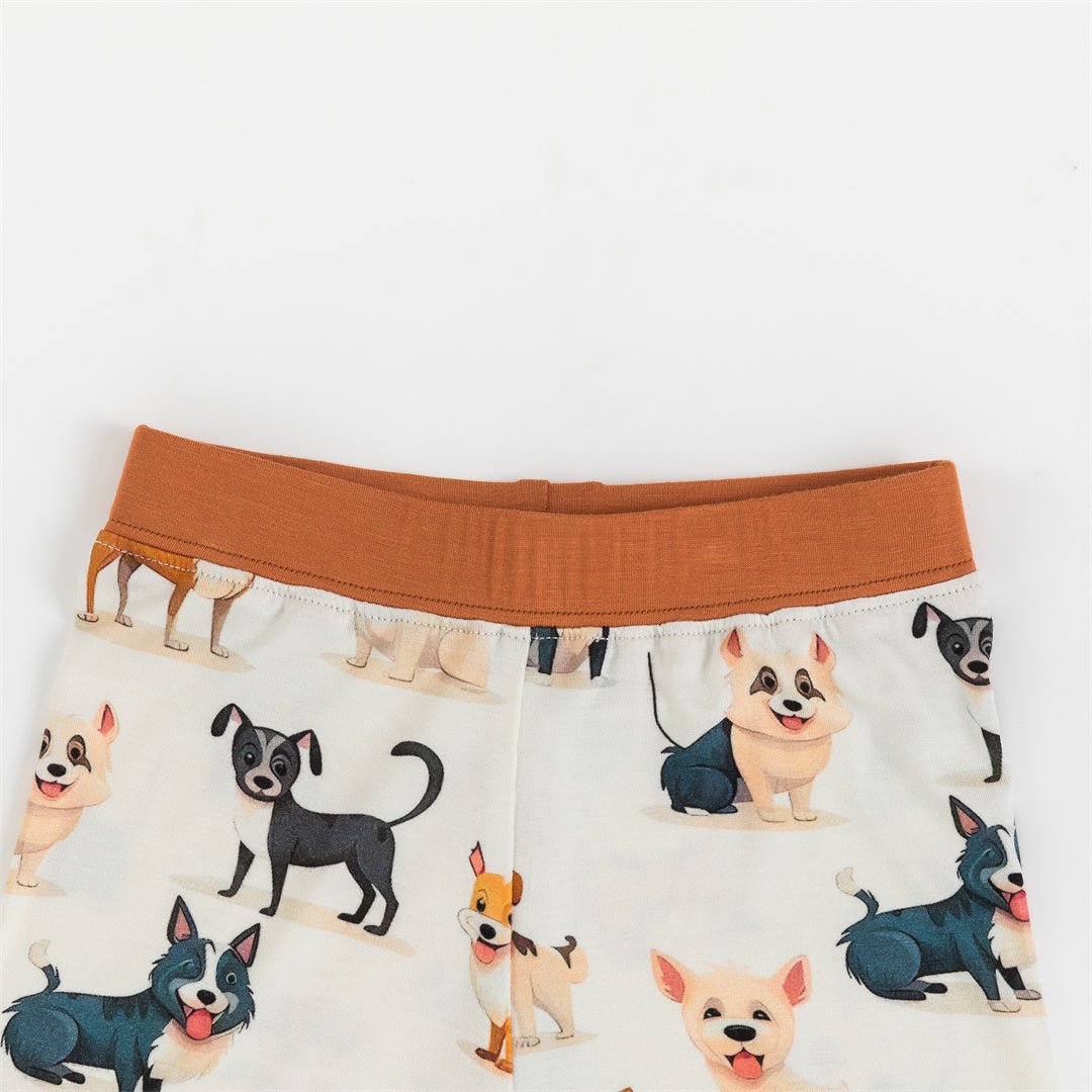 Dogs And Friends Bamboo Kid Two-Piece Short Pajama Set