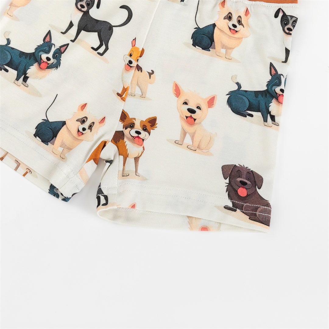 Dogs And Friends Bamboo Kid Two-Piece Short Pajama Set