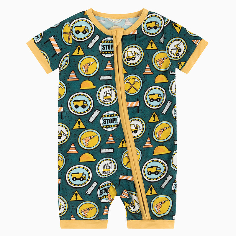 Construction Site Bamboo Baby Short Zippy Pajama