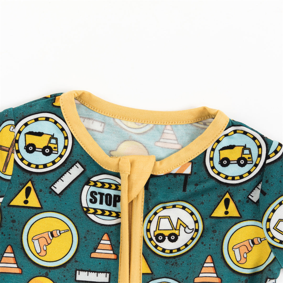 Construction Site Bamboo Baby Short Zippy Pajama
