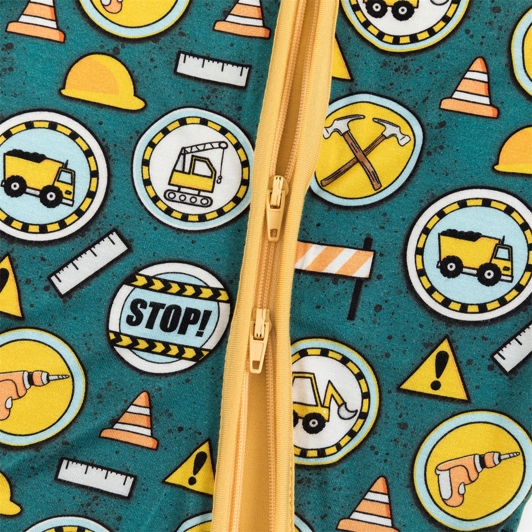 Construction Site Bamboo Baby Short Zippy Pajama