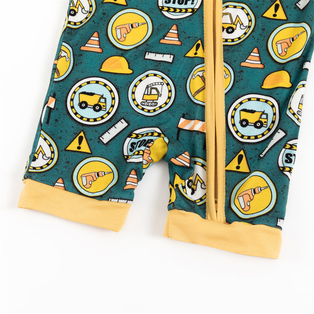 Construction Site Bamboo Baby Short Zippy Pajama