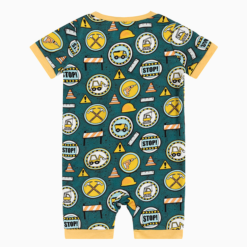 Construction Site Bamboo Baby Short Zippy Pajama